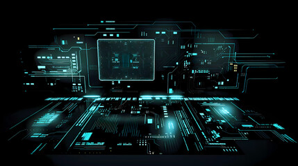 Fototapeta premium schematic illustration embodying a robust technology concept, meticulously designed for a corporate presentation background