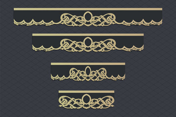 Laser cut template panels set. Die cut geometric pattern rectangle shape for metal , wooden, paper, engraving, stencil. Vector illustration design.