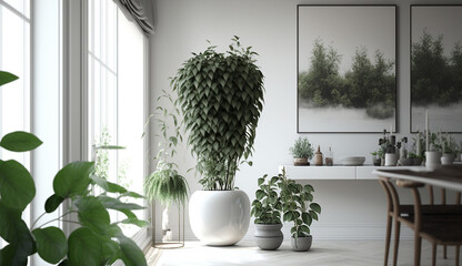 Home decoration indoor best white potted plants interior design image