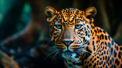 Obraz premium portrait of a leopard in nature. Selective focus.