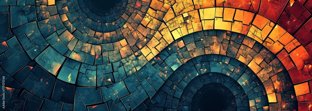 Poster an abstract background based on geometric tiles generative ai
