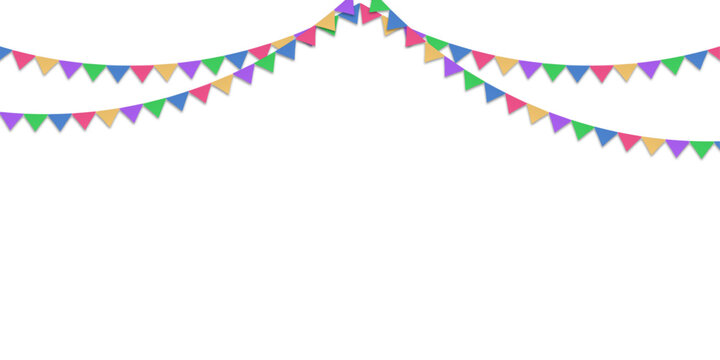 Carnival festive rainbow flag garlands vector illustration
