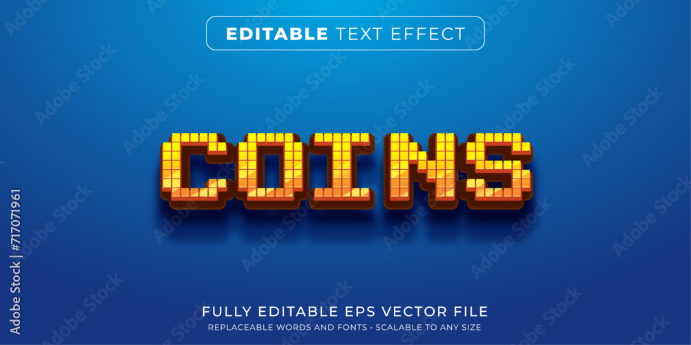 Wall mural editable text effect in arcade pixel style