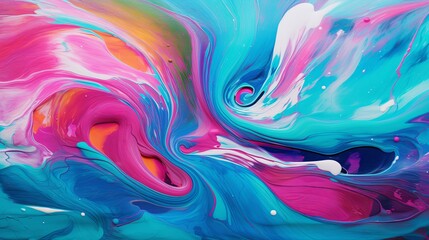 Rainbow colors dynamically swirling and pouring