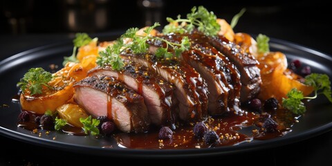 Smoked Duck Brilliance: Culinary Mastery Unveiled. A Symphony of Smoky Elegance and Tender Goodness Captured 