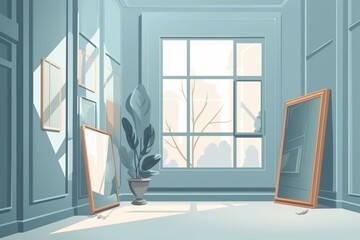 Illustration of frame in interior space. Generative AI