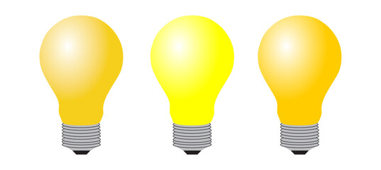 Lightbulb icon on light background. Idea symbol. Electric lamp, light, innovation, solution, creative thinking, electricity. Outline, flat and colored style. Flat design.