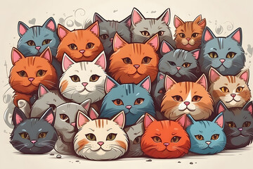 Illustration doodle consisting of cats