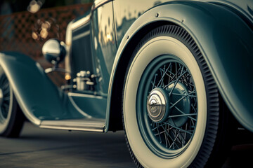 Vintage Car Wheels close up.
