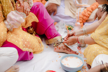 Indian hindu Haldi and chuda ritual