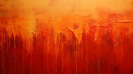 Sunset orange crimson and brilliant gold acrylic splashes