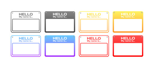 Hello my name is tablet mockups. Place for text template. Flat style. Vector icons
