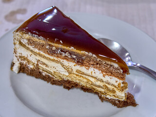 Layered Cream Cake Slice, Gourmet Dessert Concept
