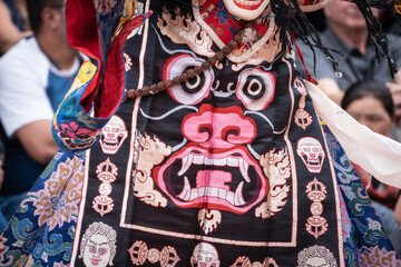 Buddhist mystery Tsam, Mask Dance in the Tibetan monastery, Leh, Ladakh, India