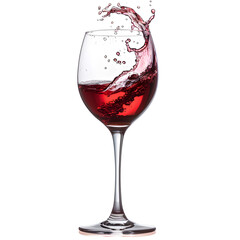 Red wine splashing in a glass isolated on white background