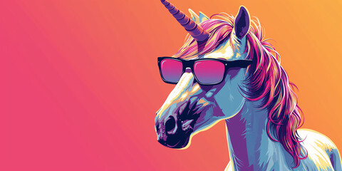 Hipster unicorn illustration in cool shades
