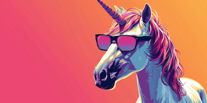 Hipster unicorn illustration in cool shades