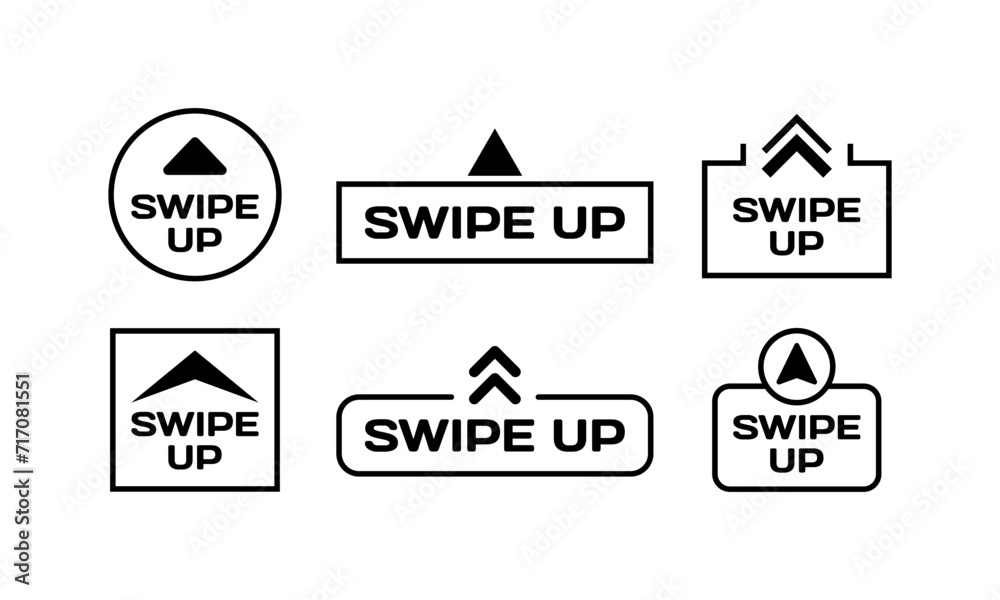 Poster swipe up button set. swipe up. linear style. vector icons