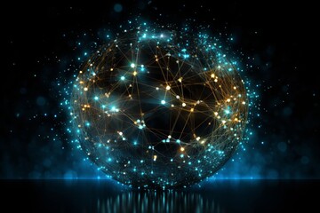 Global communication and networking. connected globe with lines and dots empowering collaboration