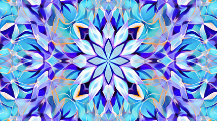 A blue and white flower design in blue and green,,
abstract colorful background, seamless pattern kaleidoscope Free Photo
