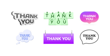 Thank you sign icon set. Thank you. Flat style. Vector icons