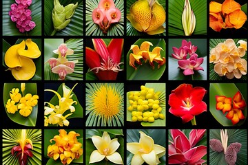 set of flowers, Collection of different colorful flowers, transparent background, isolated, png