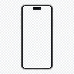 Cellphone frame with transparent screen isolated on transparent background