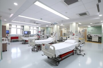Intensive care unit (icu) with life support for patient recovery in hospital emergency