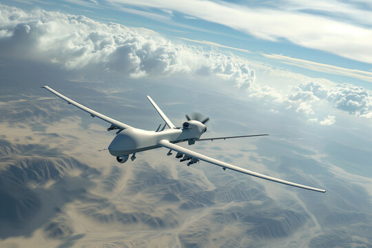 During a flight mission, an automated US army combat drone AI Generation