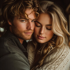 Loving beautiful couple portrait