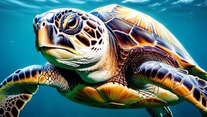 turtle swimming ai generated