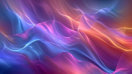 Obraz premium A digital interpretation of aurora borealis in a wavy abstract form, pulsating with ethereal colors