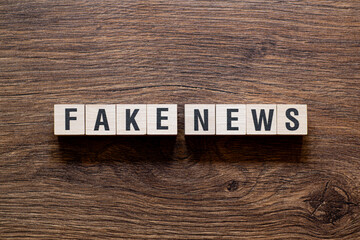 Fake news - word concept on building blocks, text