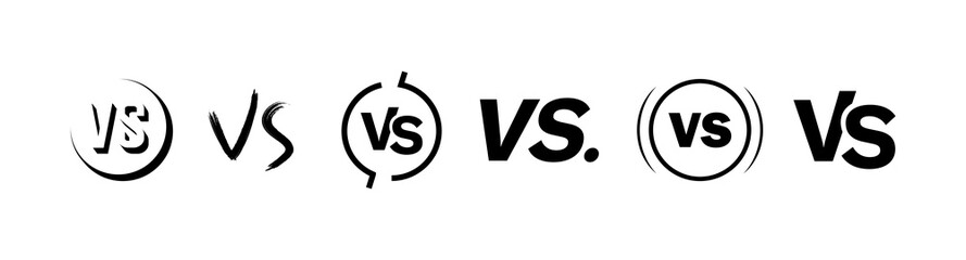 Versus icon set. Battle VS letters icons. Linear style. Vector icons