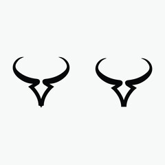 Bull vintage logo minimalist logo vector design illustration in black and white simple and clean bull animal logo