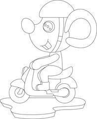 Mouse Motorcycle Animal Vector Graphic Art Illustration
