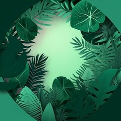 Green tropical leaves background decorative leaf elements illustration image