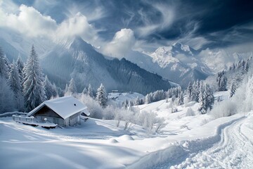 photo beautiful snow covered mountains landscape Ai Generated
