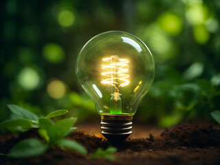 light bulb that represents green energy for technology environmentally friendly renewable energy or clean circular energy concept design. sustainable energy sources design.