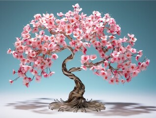 3D sculpture of cherry blossoms made of metal and colored wire