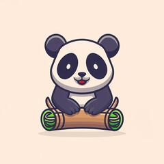 Flat logo illustration of Panda