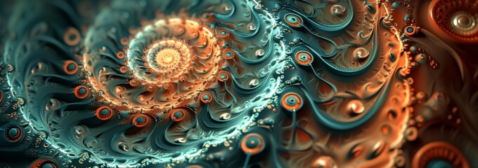 abstract fractal background with circles - obrazy, fototapety, plakaty