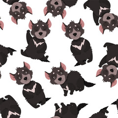 Seamless pattern of cute Australian Tasmanian devils