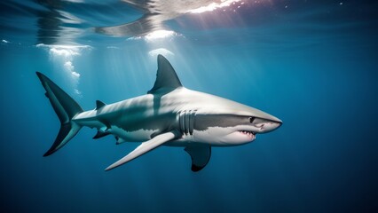 Naklejka premium shark in the sea ai generated