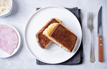 Reuben sandwich with ham, sauerkraut and cheese