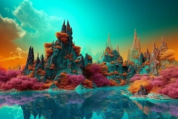 Fantasy backdrop of vivid worlds. Generative AI