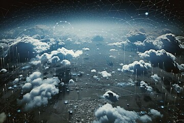 Conceptual illustration showing the integration of cloud computing at a global level. Generative AI