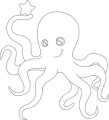 Octopus Star Animal Vector Graphic Art Illustration