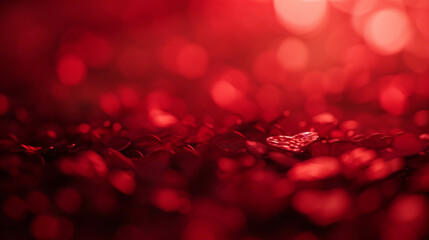 Blurred Valentine's Day concept background. Cute red gradient blurred wallpaper with hearts bokeh.