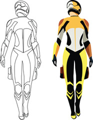 female astronaut with suitable clothing-